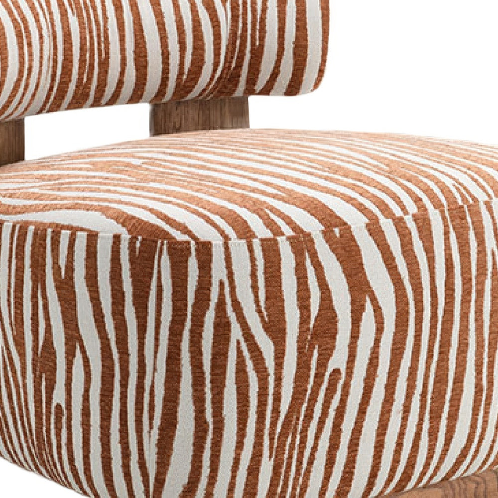 Niya Zebra Accent Chair | Cylindrical Backrest | Orange-White Chenille