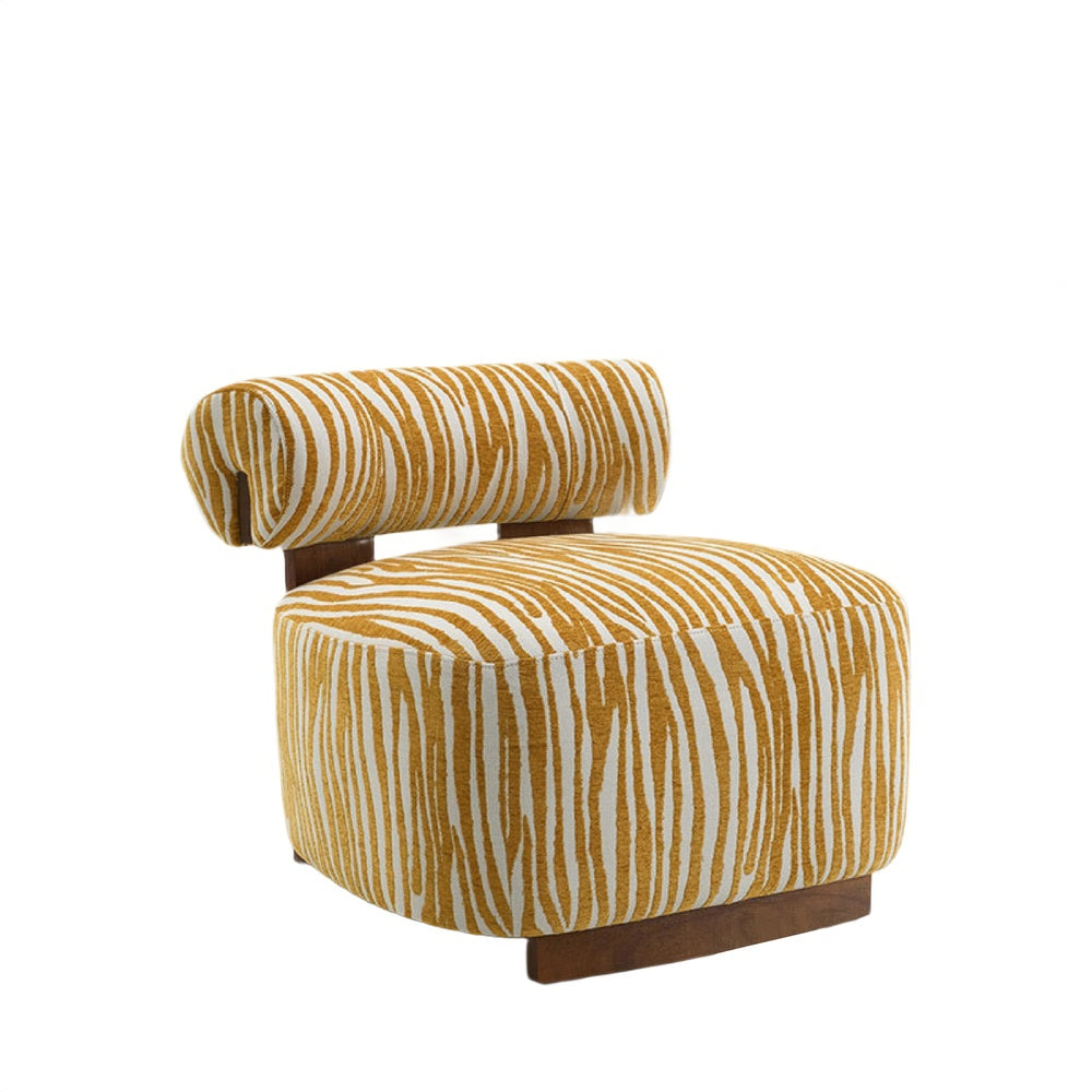 Niya Zebra Accent Chair | Cylindrical Backrest | Yellow-White Chenille