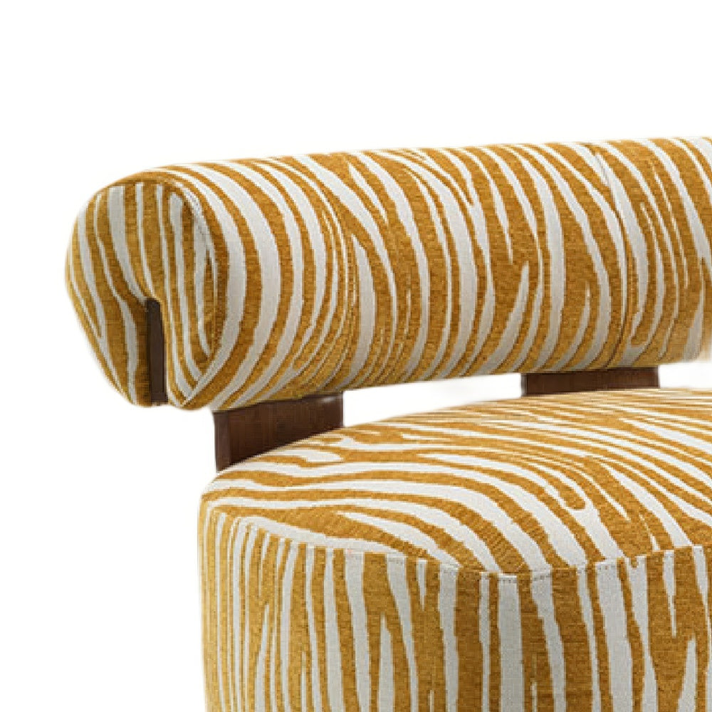 Niya Zebra Accent Chair | Cylindrical Backrest | Yellow-White Chenille