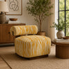 Niya Zebra Accent Chair | Cylindrical Backrest | Yellow-White Chenille