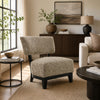 Beth Accent Chair with Angled Back | Black Wood | Beige Abstract Fabric