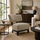 Beth Accent Chair with Angled Back | Black Wood | Beige Abstract Fabric