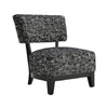 Beth Accent Chair with Angled Back | Black Wood | Black Abstract Fabric