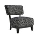 Beth Accent Chair with Angled Back | Black Wood | Black Abstract Fabric