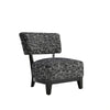 Beth Accent Chair with Angled Back | Black Wood | Black Abstract Fabric