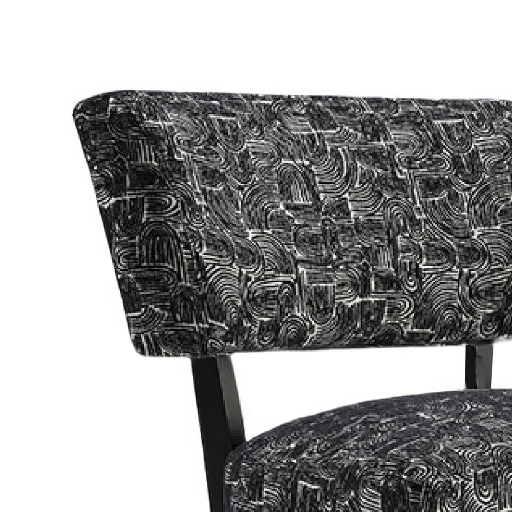 Beth Accent Chair with Angled Back | Black Wood | Black Abstract Fabric