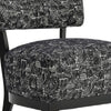 Beth Accent Chair with Angled Back | Black Wood | Black Abstract Fabric