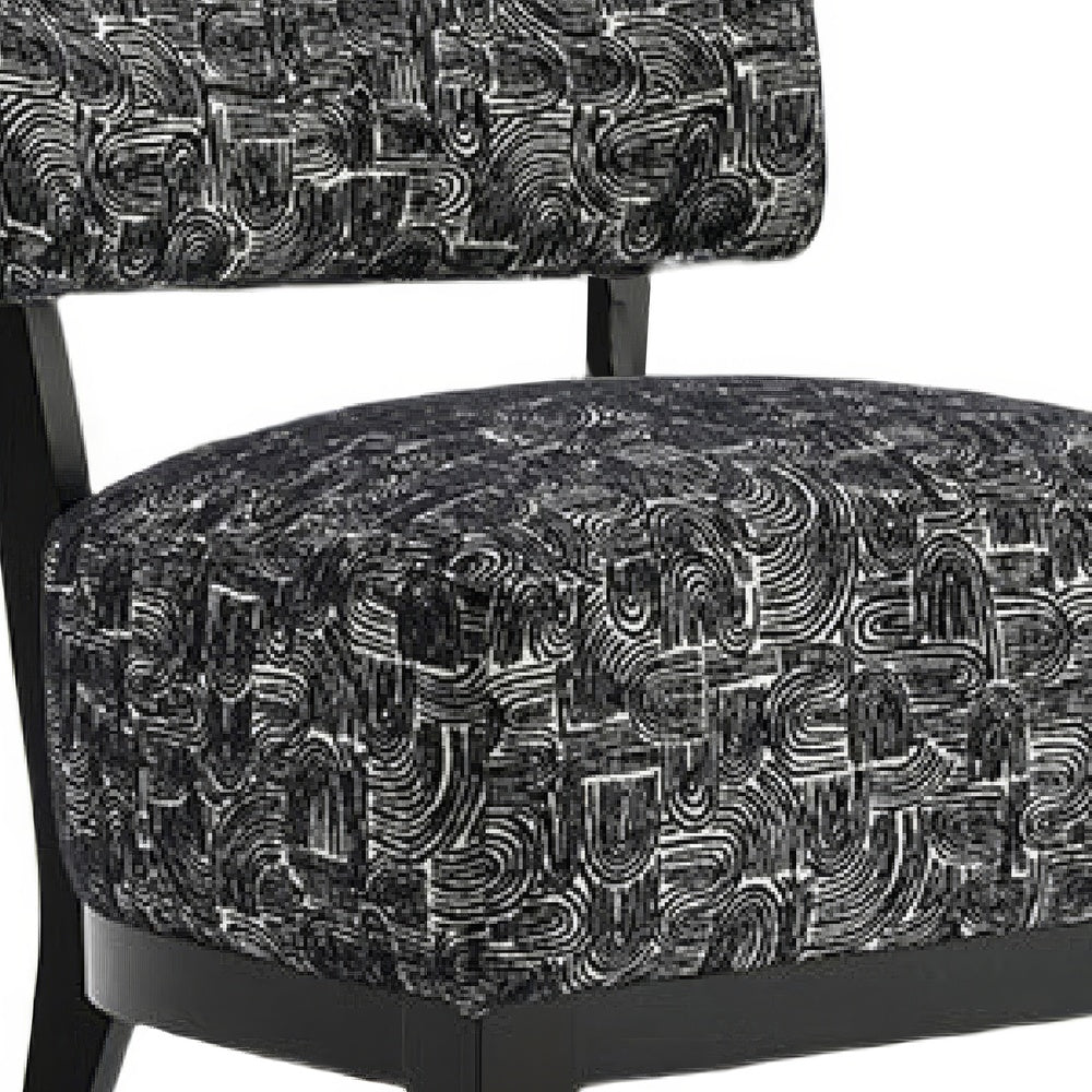 Beth Accent Chair with Angled Back | Black Wood | Black Abstract Fabric