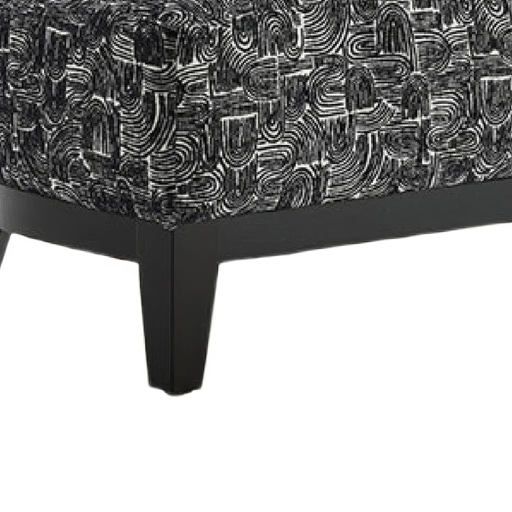 Beth Accent Chair with Angled Back | Black Wood | Black Abstract Fabric