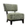 Beth Accent Chair with Angled Back | Black Wood | Green Abstract Fabric