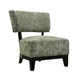 Beth Accent Chair with Angled Back | Black Wood | Green Abstract Fabric