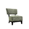 Beth Accent Chair with Angled Back | Black Wood | Green Abstract Fabric