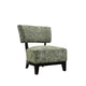 Beth Accent Chair with Angled Back | Black Wood | Green Abstract Fabric