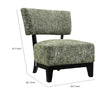 Beth Accent Chair with Angled Back | Black Wood | Green Abstract Fabric