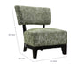 Beth Accent Chair with Angled Back | Black Wood | Green Abstract Fabric