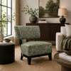 Beth Accent Chair with Angled Back | Black Wood | Green Abstract Fabric