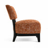 Beth Accent Chair with Angled Back | Black Wood | Orange Abstract Fabric