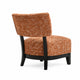 Beth Accent Chair with Angled Back | Black Wood | Orange Abstract Fabric