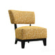 Beth Accent Chair with Angled Back | Black Wood | Yellow Abstract Fabric