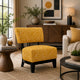Beth Accent Chair with Angled Back | Black Wood | Yellow Abstract Fabric