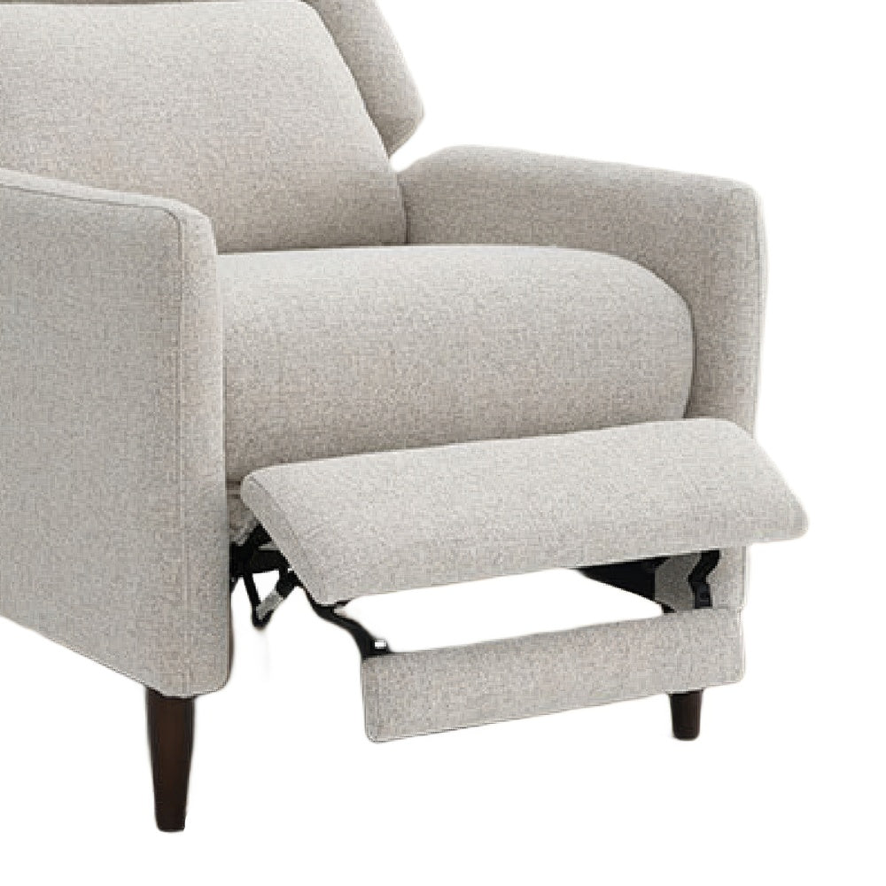 Cien Pushback Recliner Chair with High Back & Tapered Legs | Beige Fabric