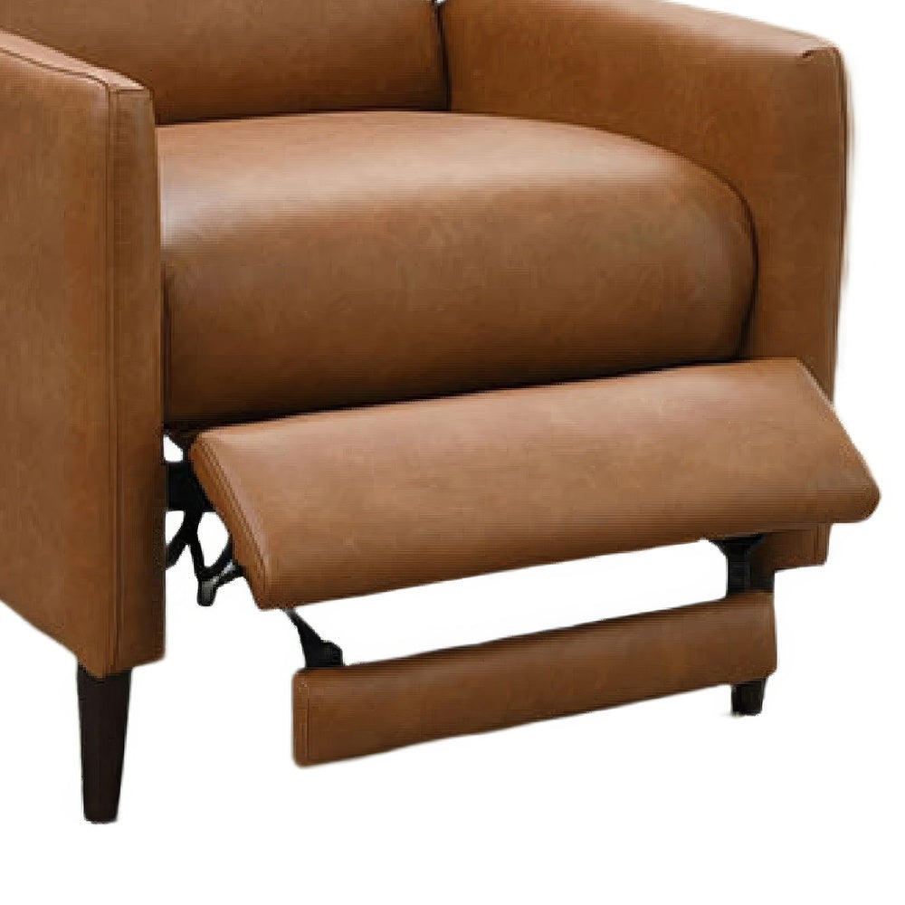 Cien Pushback Recliner Chair | High Back & Tapered Legs | Brown Faux-Leather