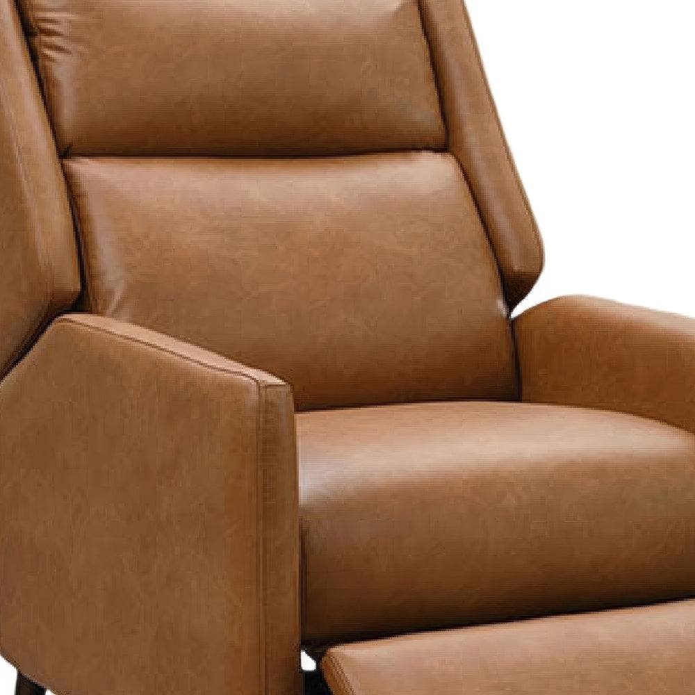 Cien Pushback Recliner Chair | High Back & Tapered Legs | Brown Faux-Leather