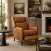Cien Pushback Recliner Chair | High Back & Tapered Legs | Brown Faux-Leather