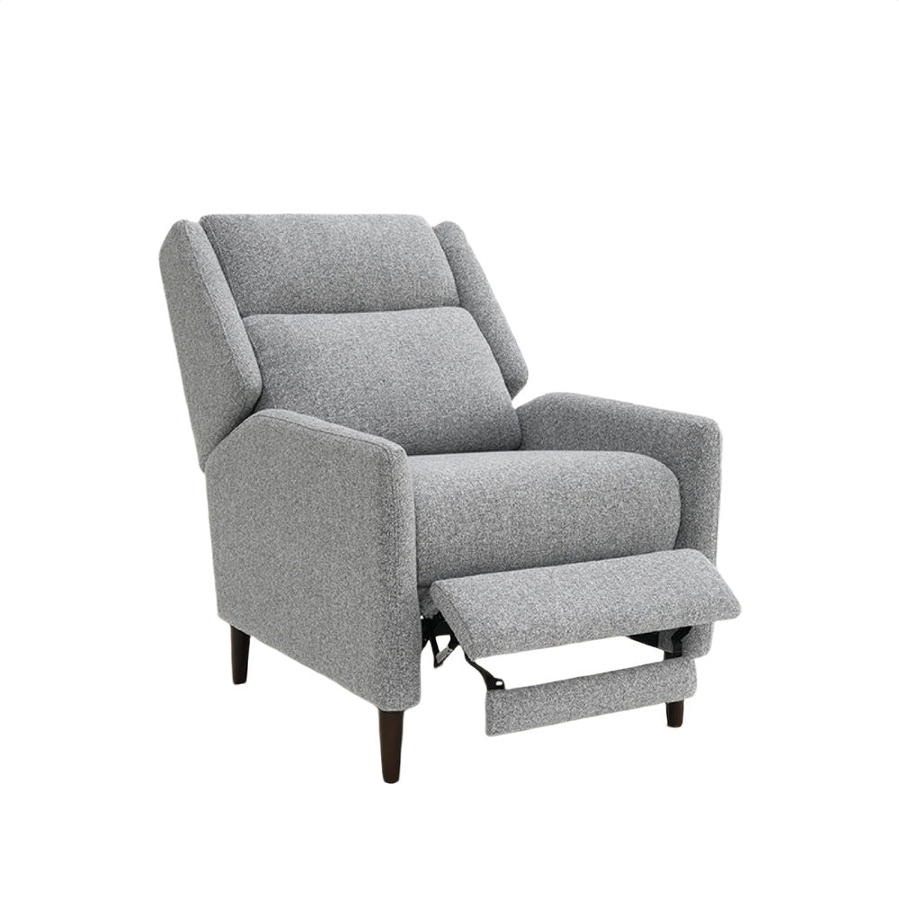 Cien Pushback Recliner Chair with High Back & Tapered Legs | Gray Fabric