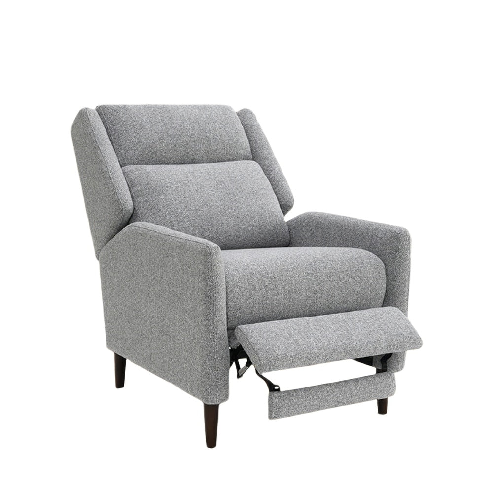 Cien Pushback Recliner Chair with High Back & Tapered Legs | Gray Fabric