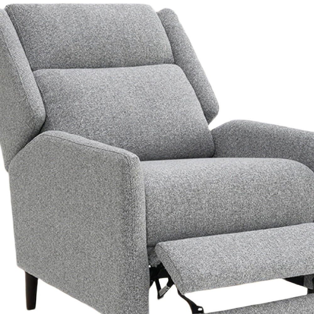 Cien Pushback Recliner Chair with High Back & Tapered Legs | Gray Fabric