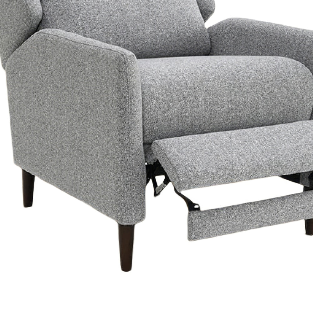 Cien Pushback Recliner Chair with High Back & Tapered Legs | Gray Fabric