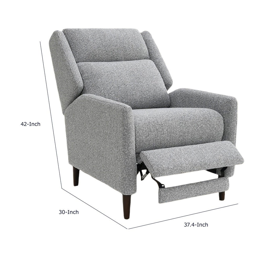 Cien Pushback Recliner Chair with High Back & Tapered Legs | Gray Fabric