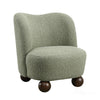 Dave Armless Accent Chair with Wooden Ball Feet | Green Boucle Fabric