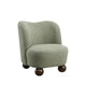 Dave Armless Accent Chair with Wooden Ball Feet | Green Boucle Fabric