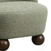 Dave Armless Accent Chair with Wooden Ball Feet | Green Boucle Fabric