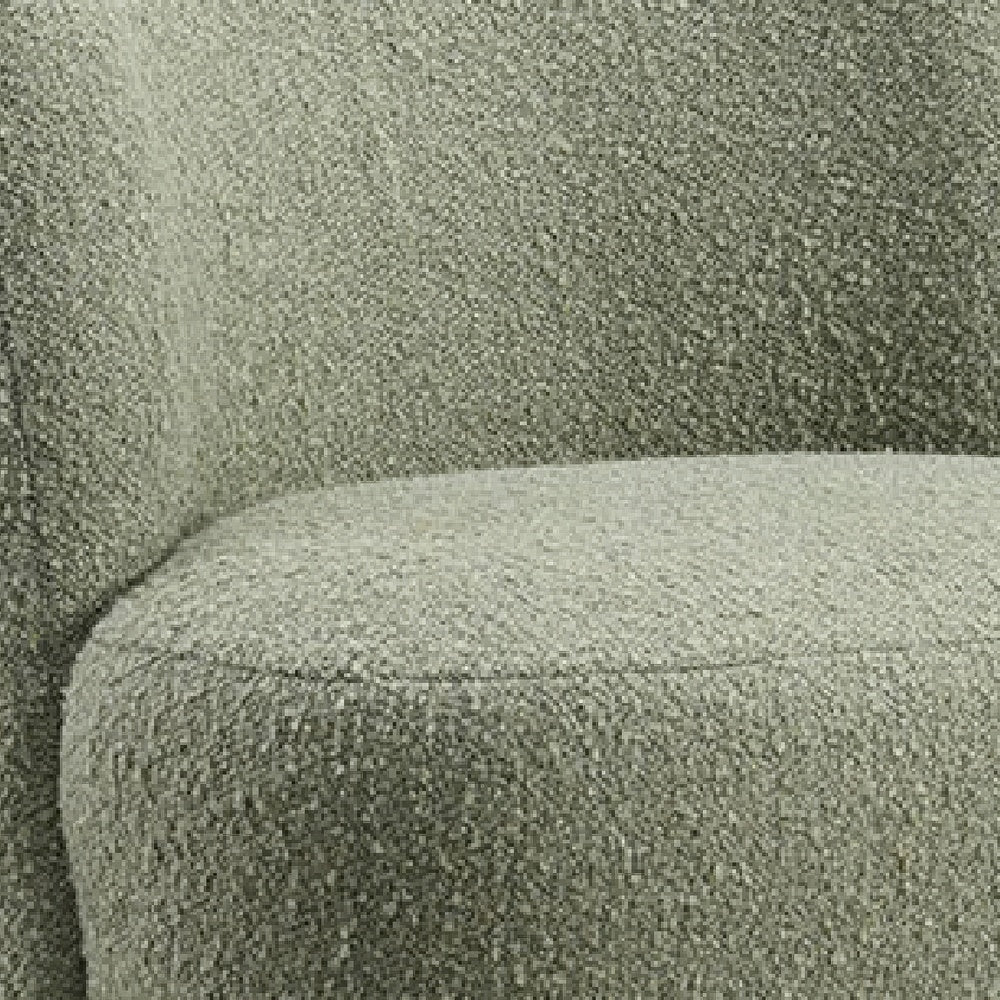 Dave Armless Accent Chair with Wooden Ball Feet | Green Boucle Fabric