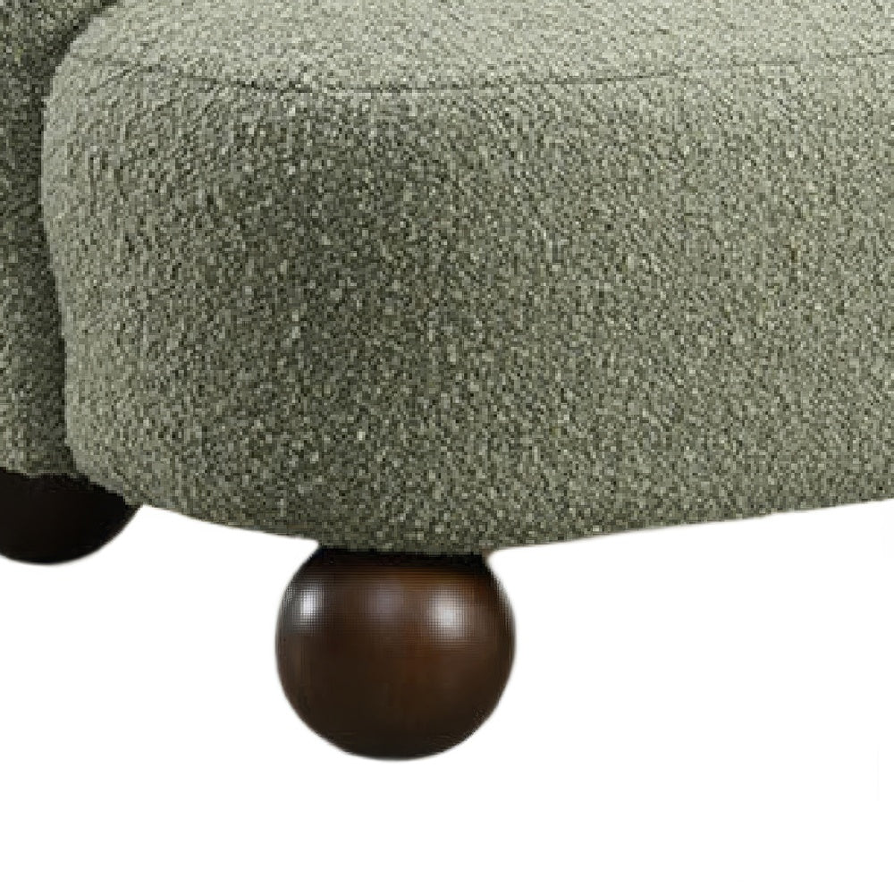Dave Armless Accent Chair with Wooden Ball Feet | Green Boucle Fabric