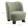 Dave Armless Accent Chair with Wooden Ball Feet | Green Boucle Fabric