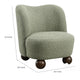 Dave Armless Accent Chair with Wooden Ball Feet | Green Boucle Fabric