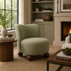 Dave Armless Accent Chair with Wooden Ball Feet | Green Boucle Fabric