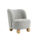 Dave Armless Accent Chair with Wooden Ball Feet | Gray Boucle Fabric