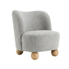 Dave Armless Accent Chair with Wooden Ball Feet | Gray Boucle Fabric