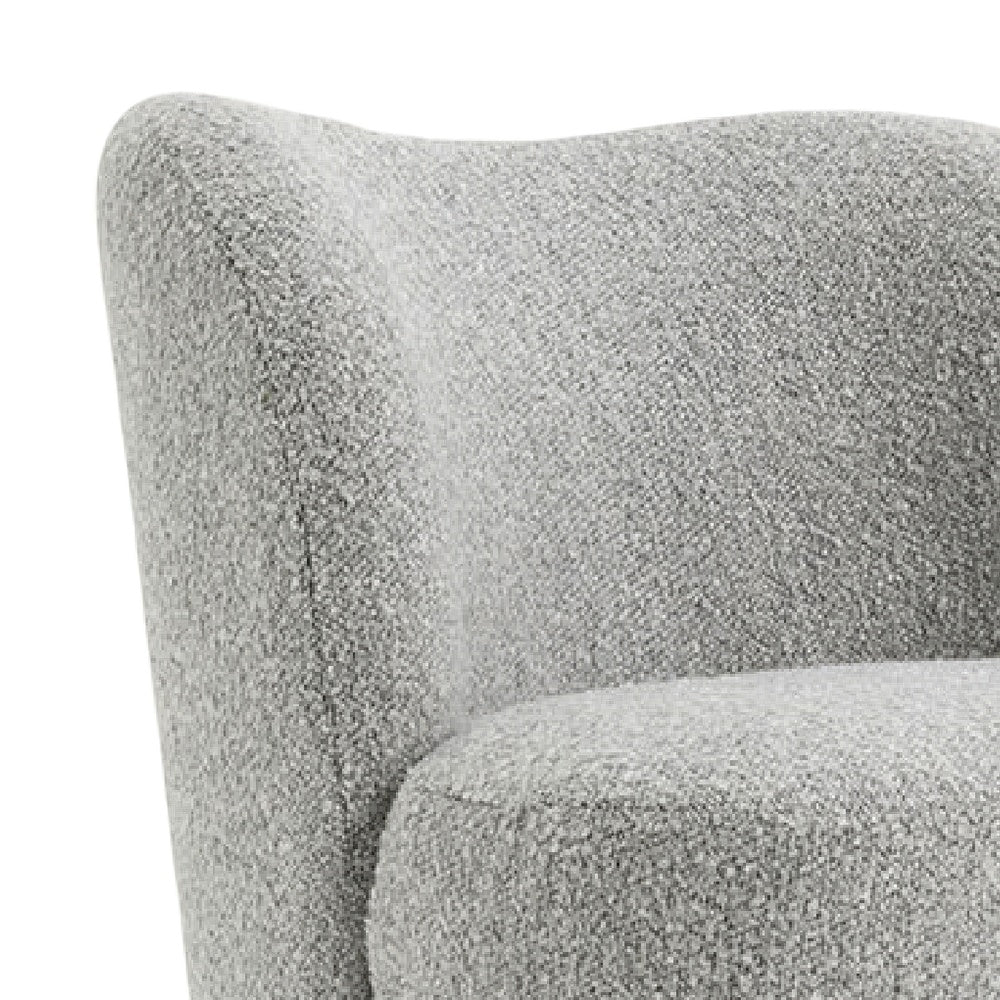 Dave Armless Accent Chair with Wooden Ball Feet | Gray Boucle Fabric