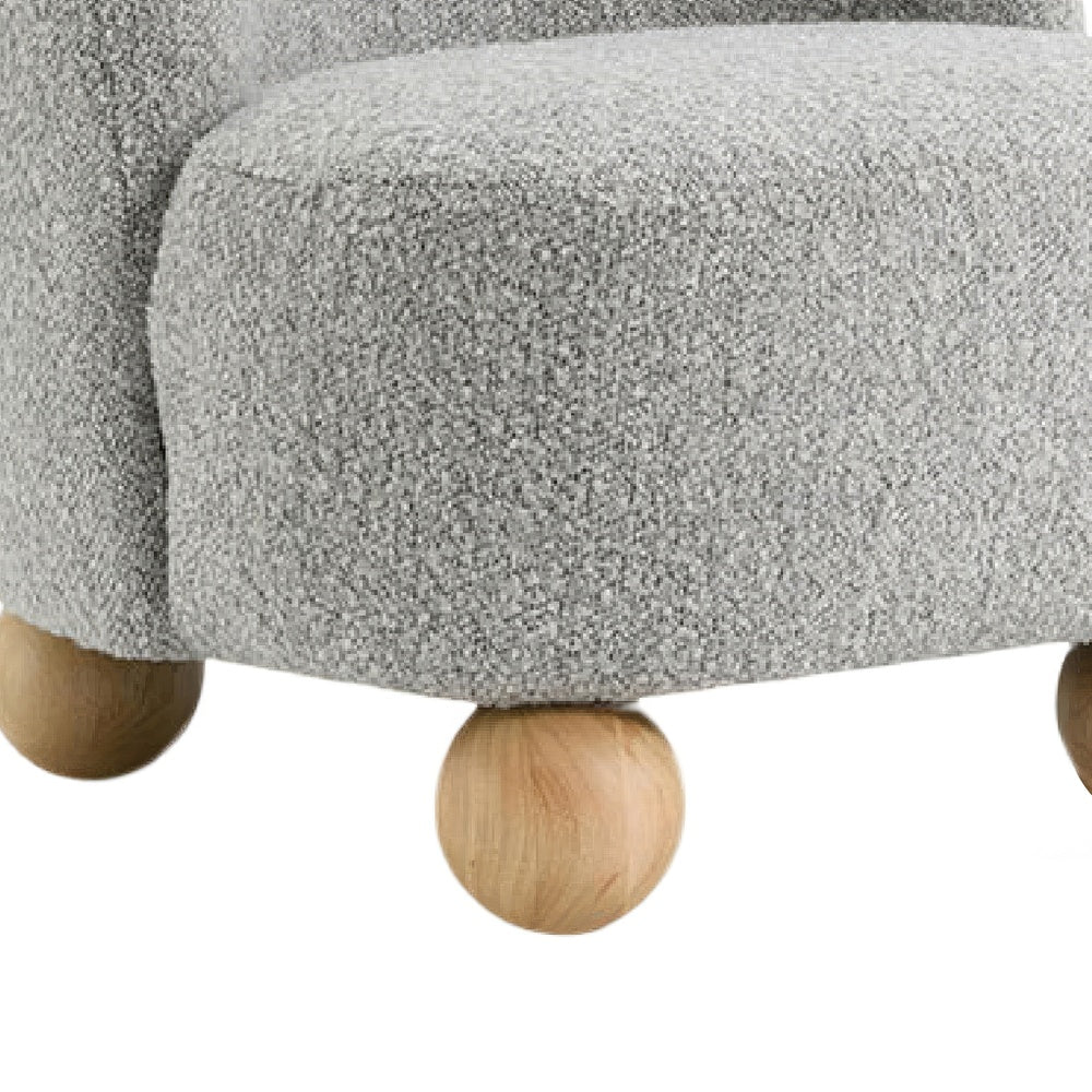 Dave Armless Accent Chair with Wooden Ball Feet | Gray Boucle Fabric