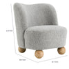 Dave Armless Accent Chair with Wooden Ball Feet | Gray Boucle Fabric