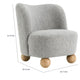 Dave Armless Accent Chair with Wooden Ball Feet | Gray Boucle Fabric