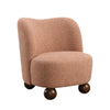 Dave Armless Accent Chair with Wooden Ball Feet | Pink Boucle Fabric