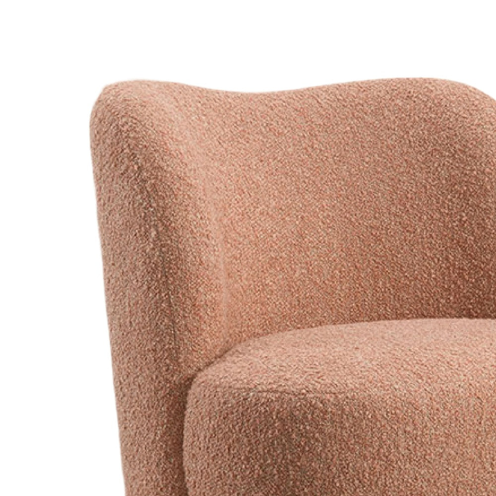 Dave Armless Accent Chair with Wooden Ball Feet | Pink Boucle Fabric