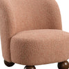 Dave Armless Accent Chair with Wooden Ball Feet | Pink Boucle Fabric